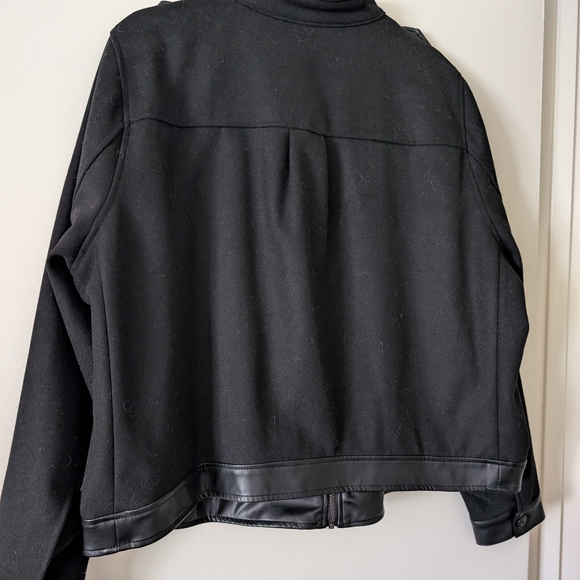 Black Military Jacket With Faux Leather Detail - Picture 2 of 8